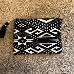 Sole Society black and white bohemian clutch